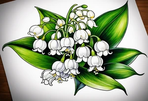 lily of the valley and belladona flowers tattoo idea