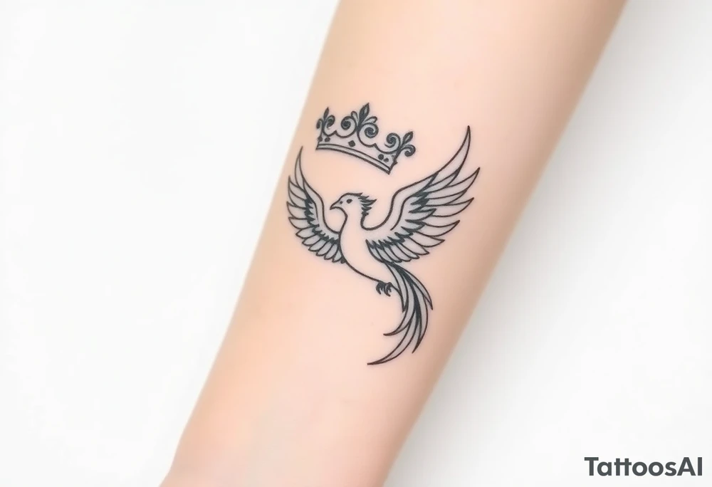 Crown and a phoenix tattoo idea