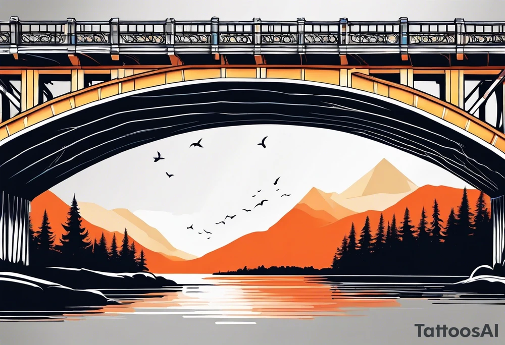 view from under cantilever bridge tattoo idea