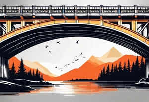 view from under cantilever bridge tattoo idea