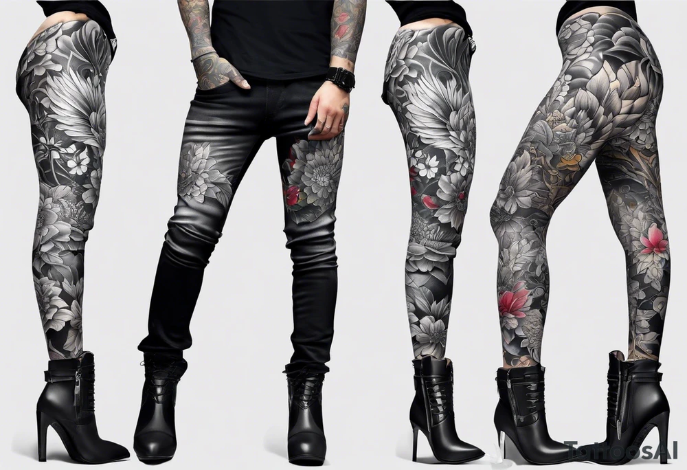 Full leg tattoo sleeve square tattoo idea