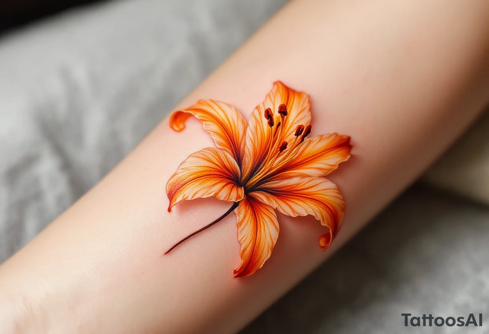 Orange glowing lily tattoo idea