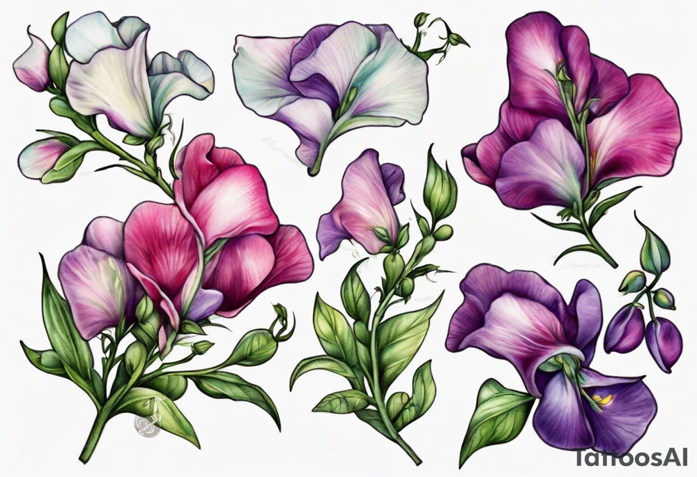 garden of sweet peas tattoo idea