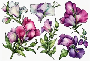 garden of sweet peas tattoo idea