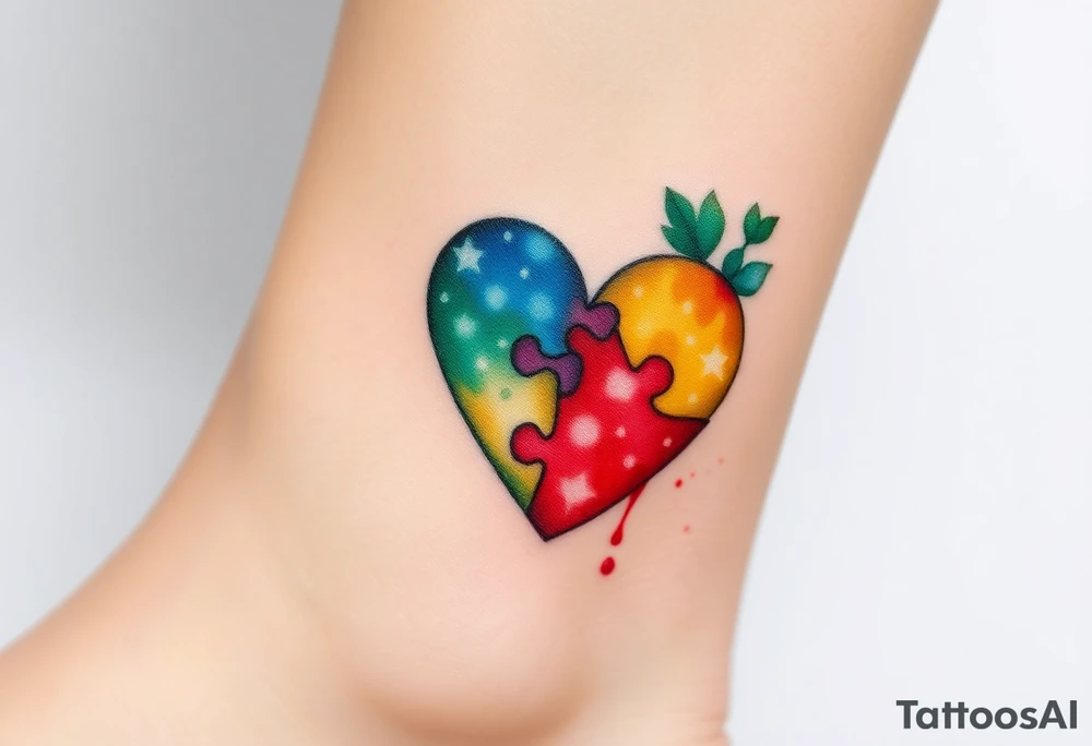autism heart puzzle shape symbol tattoo idea