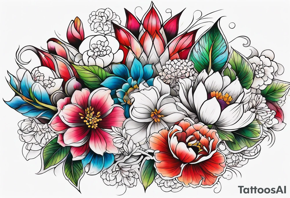 ornaments of flowers tattoo idea
