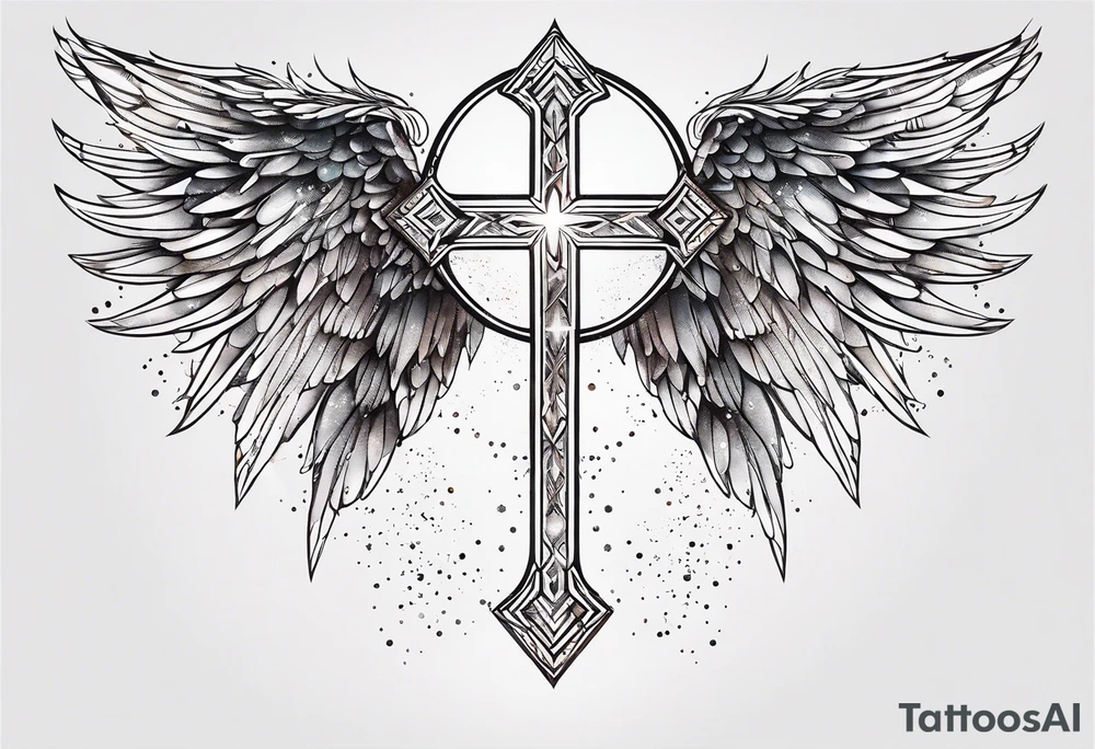 Constellation, Angel wing , snow , géométric , cross tattoo idea