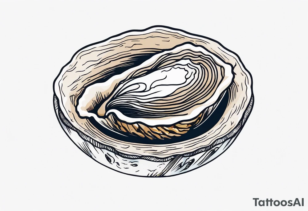 Small open oyster with a world in the centre tattoo idea