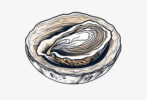 Small open oyster with a world in the centre tattoo idea