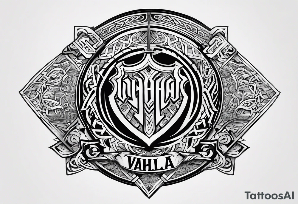 Valhalla viking 
Sword shield tattoo idea