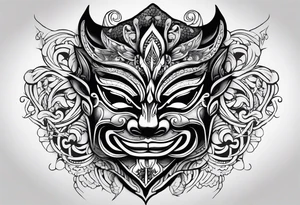 Hanya mask, masculine, aggressive tattoo idea