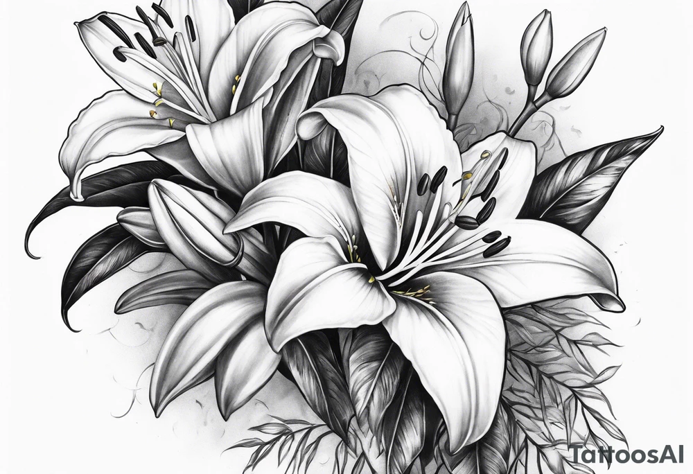 Sleeve. Lilies with thorns tattoo idea