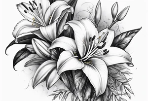 Sleeve. Lilies with thorns tattoo idea