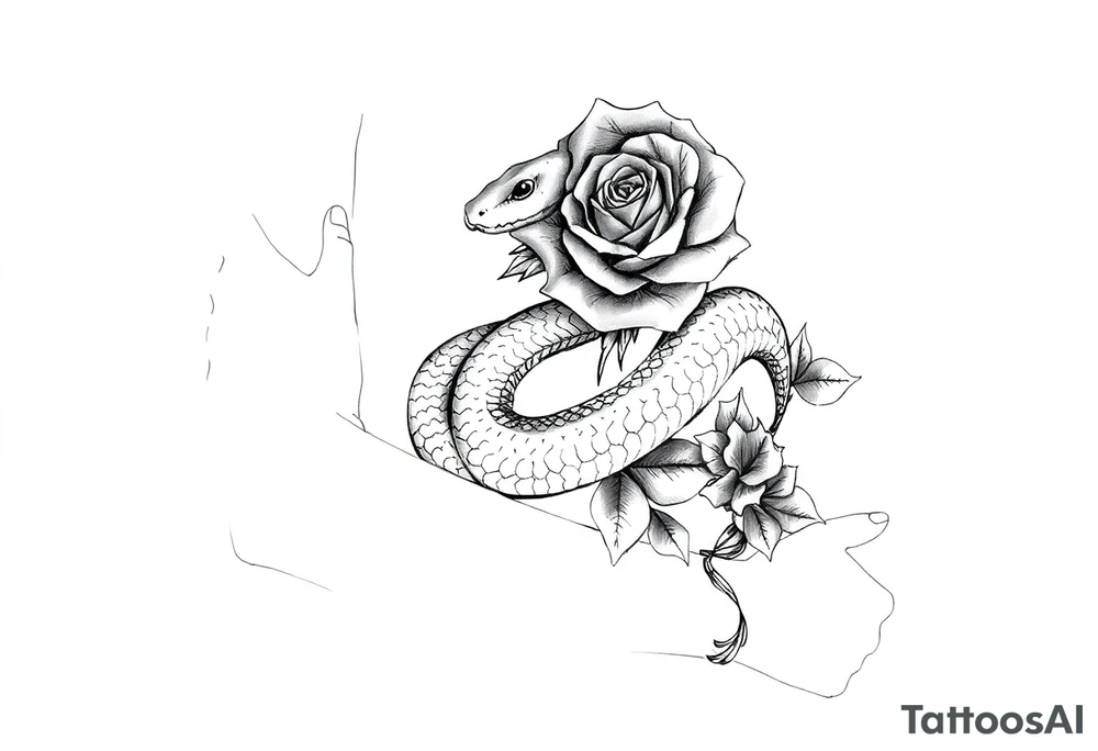 Snake with rose tattoo idea