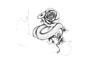 Snake with rose tattoo idea