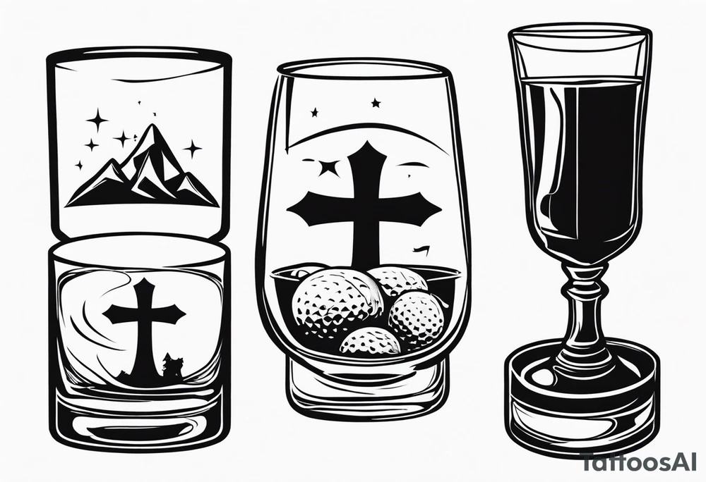 christian
cross, campfire, golf , whiskey glass, cabin tattoo idea