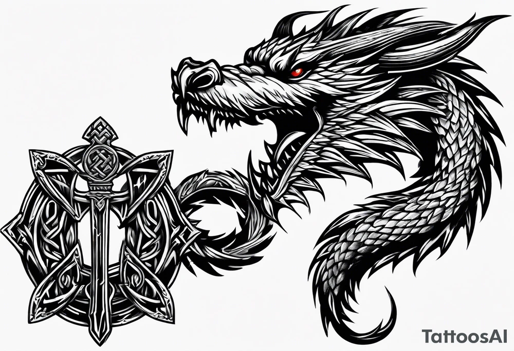 Valhalla sword chain barbed wire
dragon axe Valknut tattoo idea Valhalla sword chain barbed wire
dragon axe Valknut tattoo idea