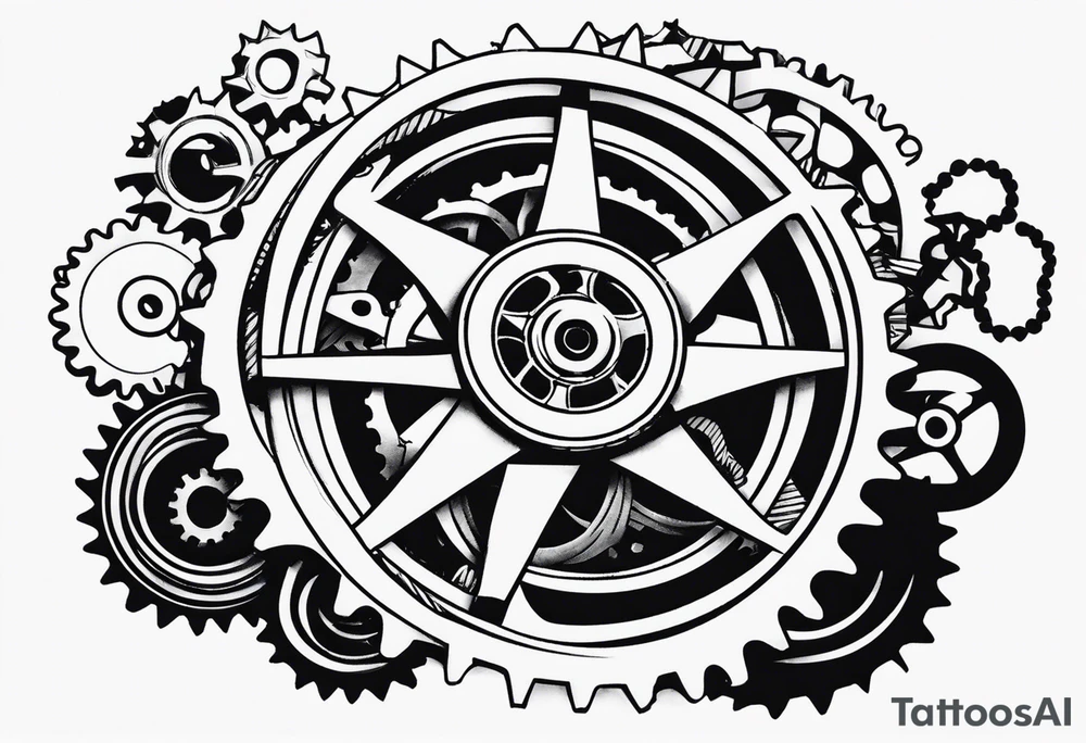 bicycle gear and chain as watch around wrist tattoo idea