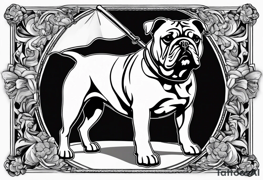 Abseiling bulldog sand blasting tattoo idea