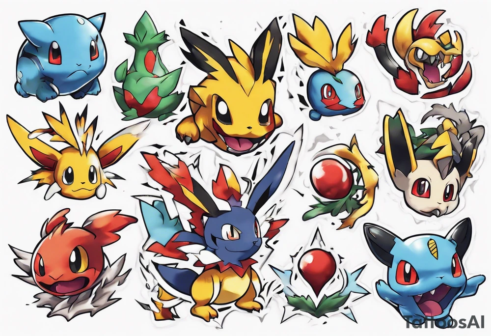 Hybrid design for original pokémon tattoo idea