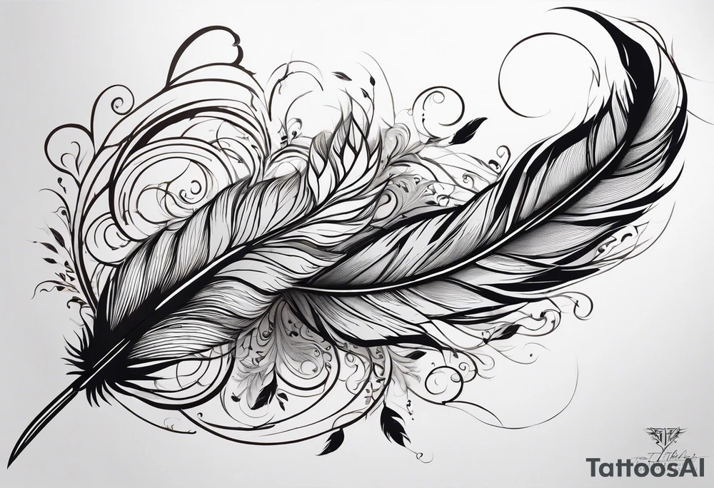 The tattoo begins on the left arm, at the elbow, where feathers are flying under the action of the wind towards the left hand. These feathers share the air space with branches that have leaves, and both elements move together up the left arm. As they approach the shoulder, some lightning appears between them. At this point, the feathers start to converge toward the left chest, where a vortex of energy reveals the head of an owl. The branches converge toward the left side of the back, passing over the shoulder. On the left side of the back, there is a dense, psychedelic element representing the energy of life's creation, with references to the earth, element, and planet. There is also a clay house in this area. tattoo idea