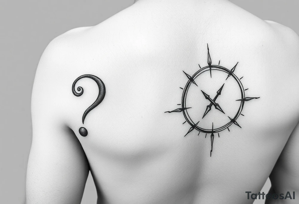 On one hand, the forearm should be a stylish question mark/? and on the other one should be the infinite symbol ♾️ (but not too big) tattoo idea