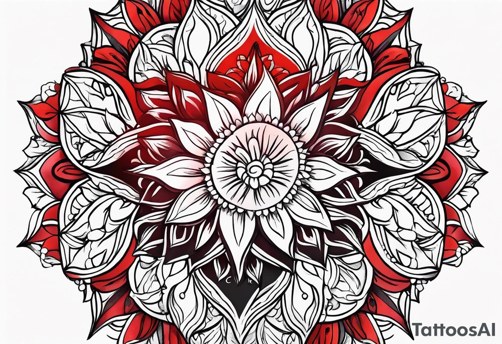 Flowers sun red tattoo idea