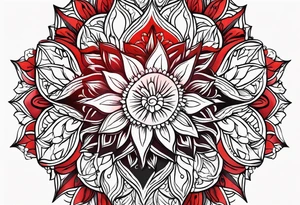 Flowers sun red tattoo idea