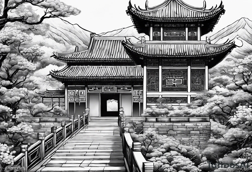 Chinese wall, realistic art,Chinese tattoo idea