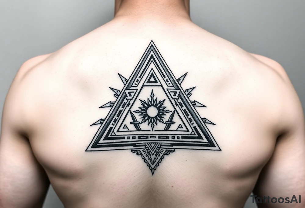 aztec triangle with intricate pattern tattoo idea