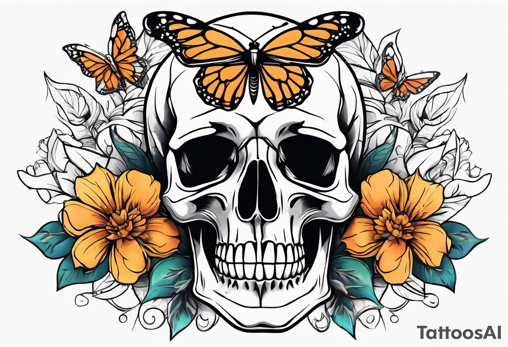 skeleton bones come alive flowers and butterflies
simple design tattoo idea