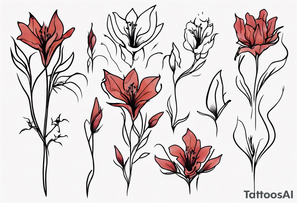 bleeding flower, one line tattoo idea