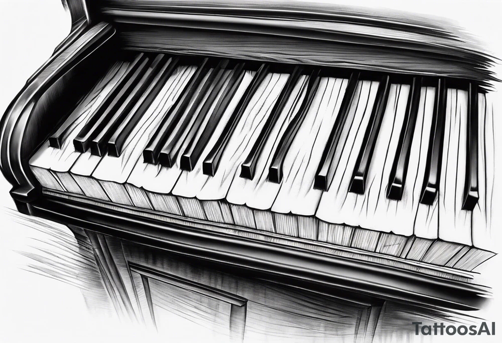 piano keys and drum sticks small on back of arm tattoo idea