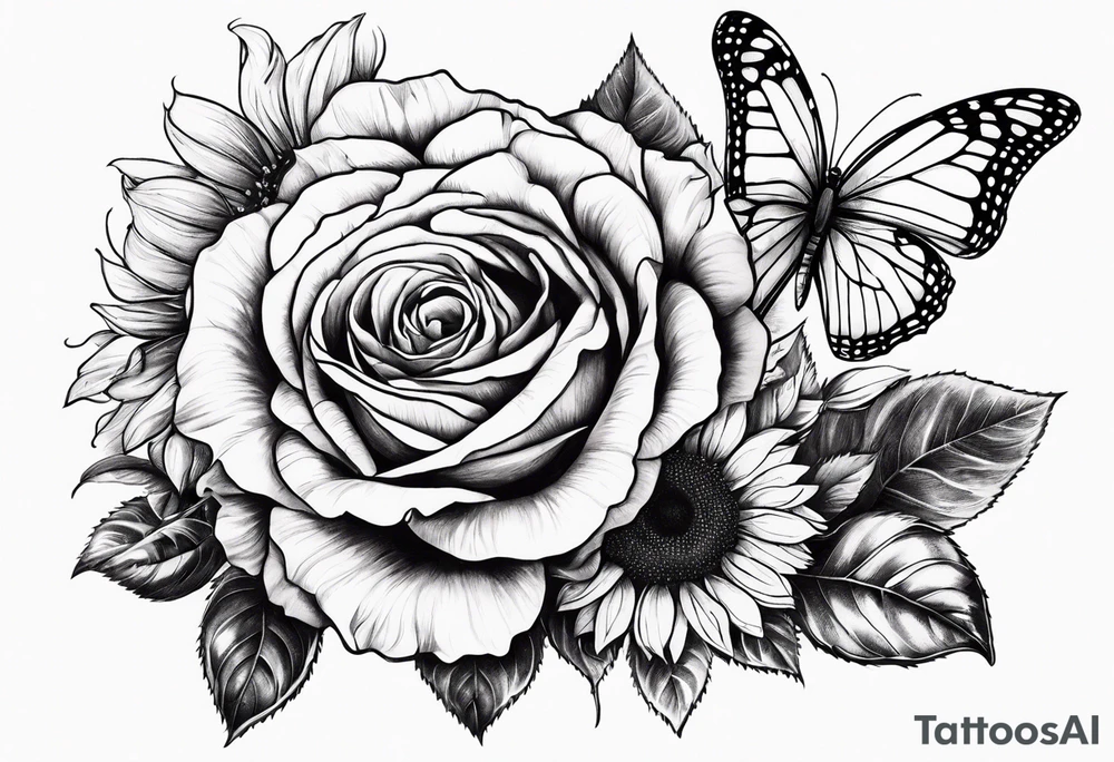 Flower : rose , sunflower, camera, butterfly tattoo idea