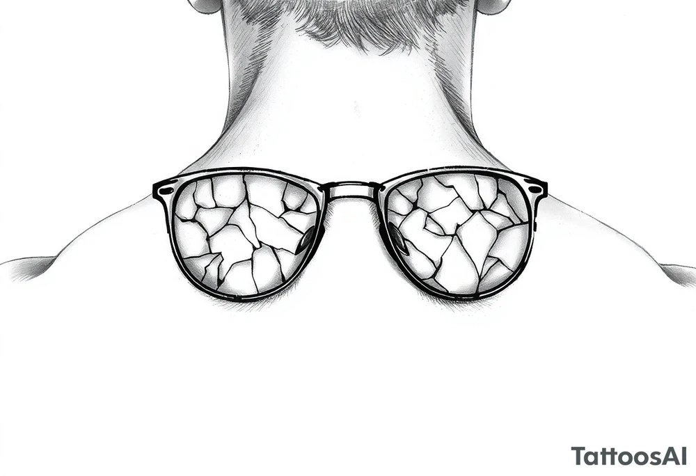 cracked glasses memory of poor eyesight reminder to take care of eyesight, men's tattoo tattoo idea