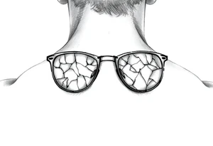 cracked glasses memory of poor eyesight reminder to take care of eyesight, men's tattoo tattoo idea