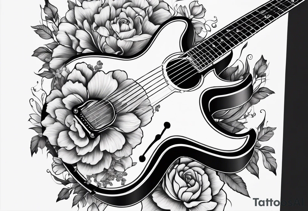 Guitar with flowers growing off the side tattoo idea