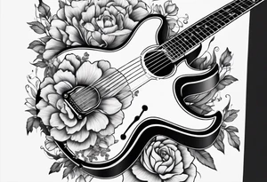 Guitar with flowers growing off the side tattoo idea