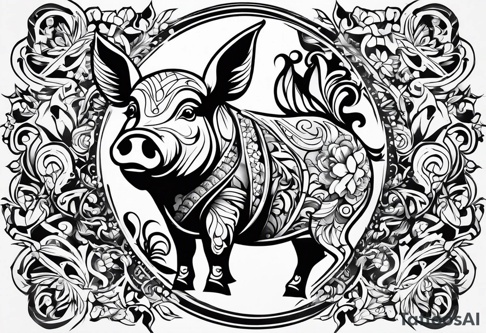pig, cow, chicken and human footprints tattoo idea