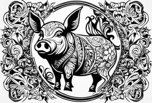 pig, cow, chicken and human footprints tattoo idea
