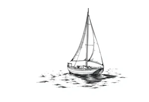 sailing boat in a bay tattoo idea