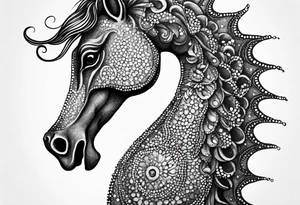 Seahorse made with drag pointillism tattoo idea