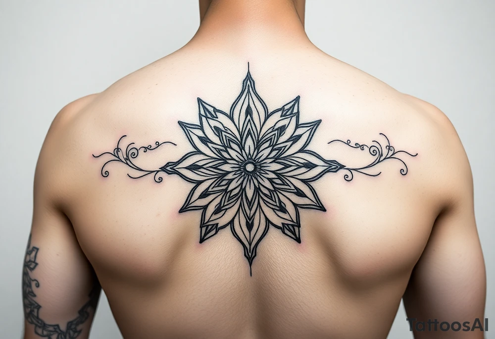 Hand or arm floral, lotus, Mandala, lines tattoo idea