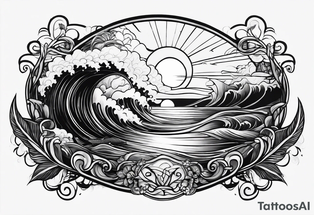 Sea and sunset tattoo.
Simple. black and white. tattoo idea