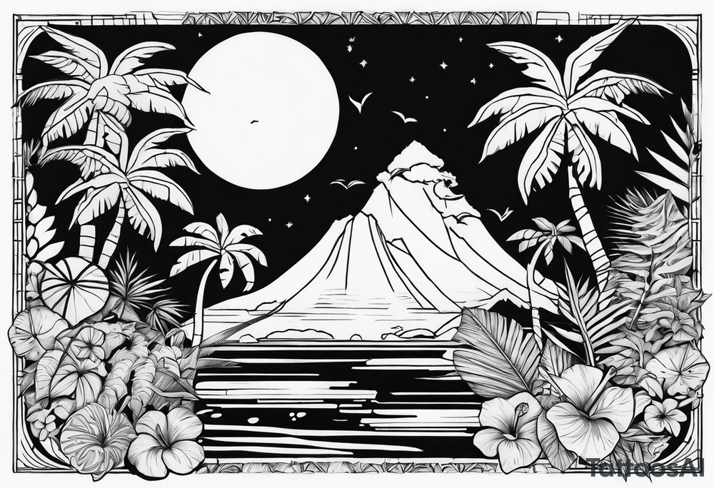 Tropical islands tattoo idea
