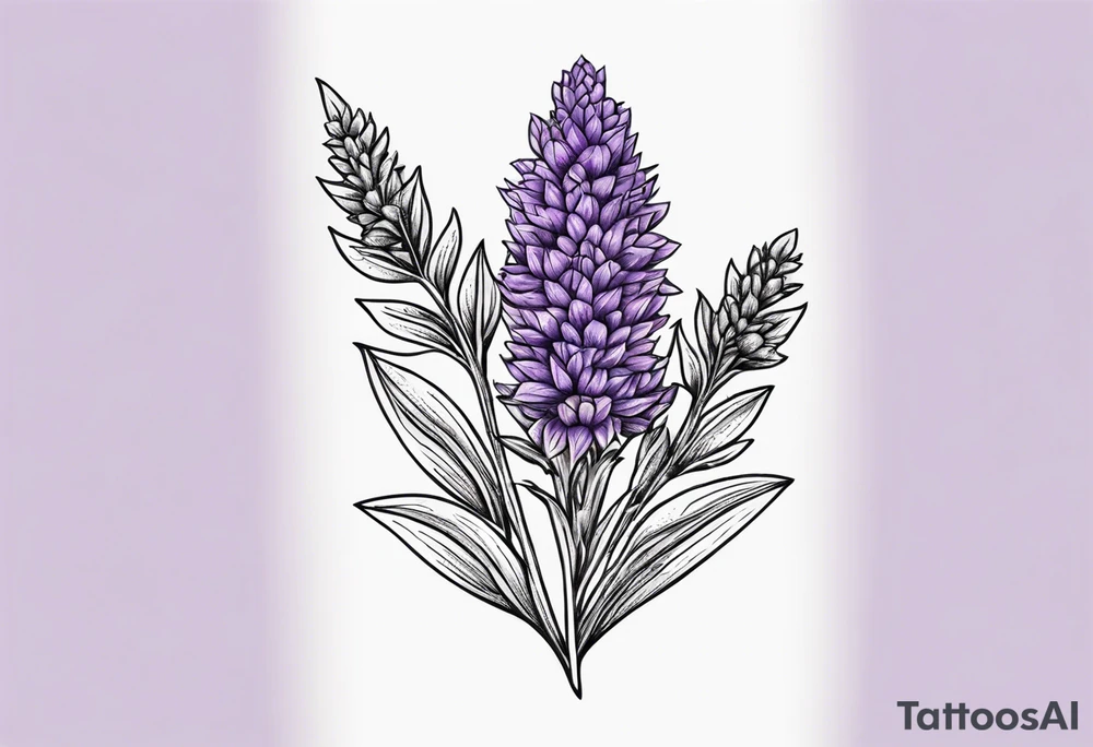Arrowhead with a lavender plant tattoo idea