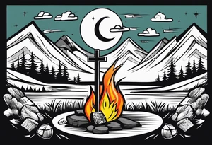 christian 
cross, campfire, golf , whiskey glass, cabin tattoo idea