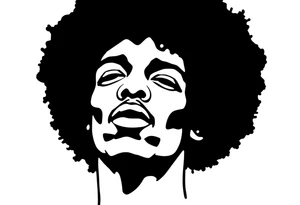 Jimi hendrix, afro, silhouette, looking straight ahead tattoo idea