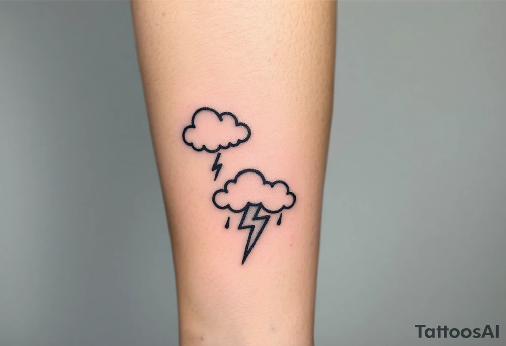 Black storm clouds with rain falling & lightning bolts striking down tattoo idea