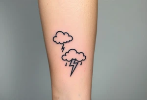 Black storm clouds with rain falling & lightning bolts striking down tattoo idea